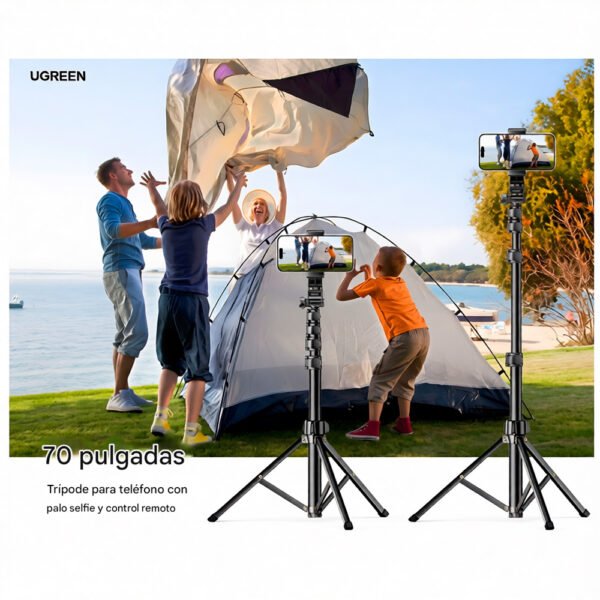 Tripode Ugreen 2en1 Bluetooth Remoto para Telefono iPhone Galaxy GoPro Ugreen LP680 15609 (9) Trípode Ugreen Lp680 Para Smartphone Y Cámara Acción 1.8m