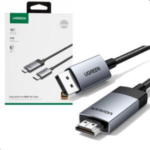 Cable Ugreen DP119 DisplayPort a HDMI 4K 60Hz de 3 Metros Gris (25491) Cable Ugreen Dp119 Displayport A Hdmi Ultra Hd 4k 3m 18gbps