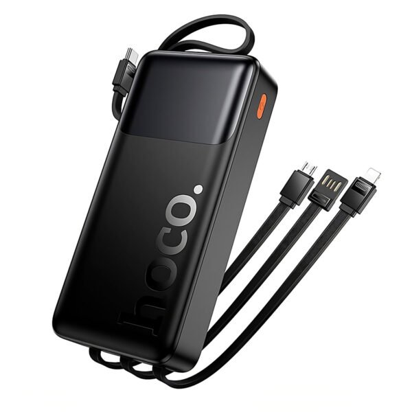 Cargador portatil Power Bank HOCO J156 10000 mAh, 22,5 W + PD 20 W + QC3.0 con 4 cables integrados y pantalla, color negro (1) Hoco J156 Cargador De Celular Power Banks 10000mah 22.5w