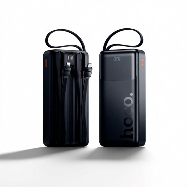 Cargador portatil Power Bank HOCO J156 10000 mAh, 22,5 W + PD 20 W + QC3.0 con 4 cables integrados y pantalla, color negro (11) Hoco J156 Cargador De Celular Power Banks 10000mah 22.5w