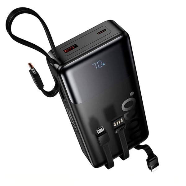 Cargador portatil Power Bank HOCO J156 10000 mAh, 22,5 W + PD 20 W + QC3.0 con 4 cables integrados y pantalla, color negro (2) Hoco J156 Cargador De Celular Power Banks 10000mah 22.5w