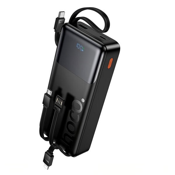 Cargador portatil Power Bank HOCO J156 10000 mAh, 22,5 W + PD 20 W + QC3.0 con 4 cables integrados y pantalla, color negro (4) Hoco J156 Cargador De Celular Power Banks 10000mah 22.5w
