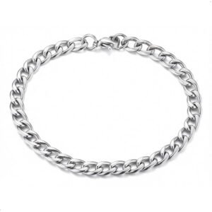 Pulsera cadena de eslabones de acero inoxidable unisex, brazalete curvo simple, estilo cubano, para hombre y mujer, 8mm (1) Elegante Pulsera En Acero Inoxidable Acabado Lomo De Corvina