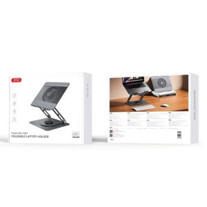 Soporte Holder Laptop XO C182 hasta 17.3 pulgadas Holder aluminio (9) Base Soporte Aluminio Laptop Con Ventilador Plegable Regulab