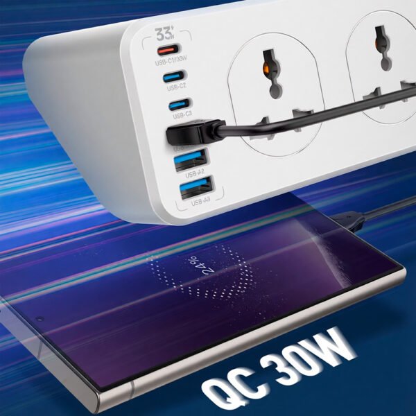 TI52A6~1 Regleta Tomacorriente Ldnio Sc10610c Carga Rapida Usb - C 2m Blanco