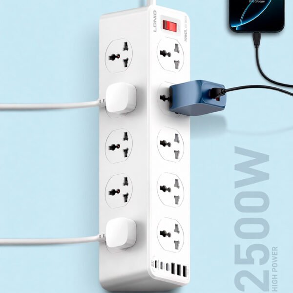 TIC277~1 Regleta Tomacorriente Ldnio Sc10610c Carga Rapida Usb - C 2m Blanco