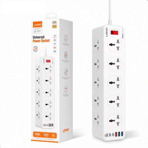 TIRADE~3 Regleta Tomacorriente Ldnio Sc10610c Carga Rapida Usb - C 2m Blanco